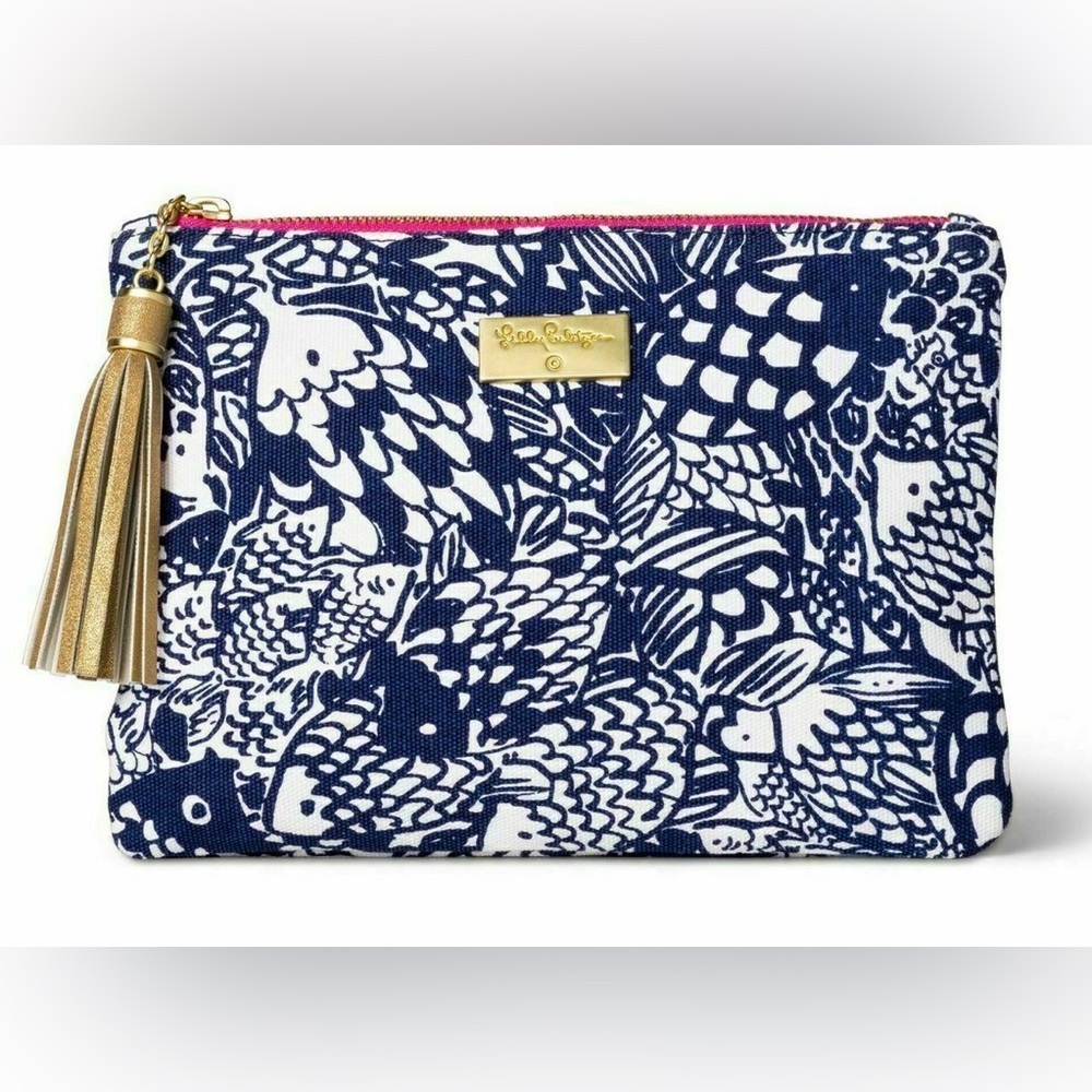 Lilly Pulitzer For Target - Upstream Clutch Bag Navy Blue Tassel - Picture 1 of 7